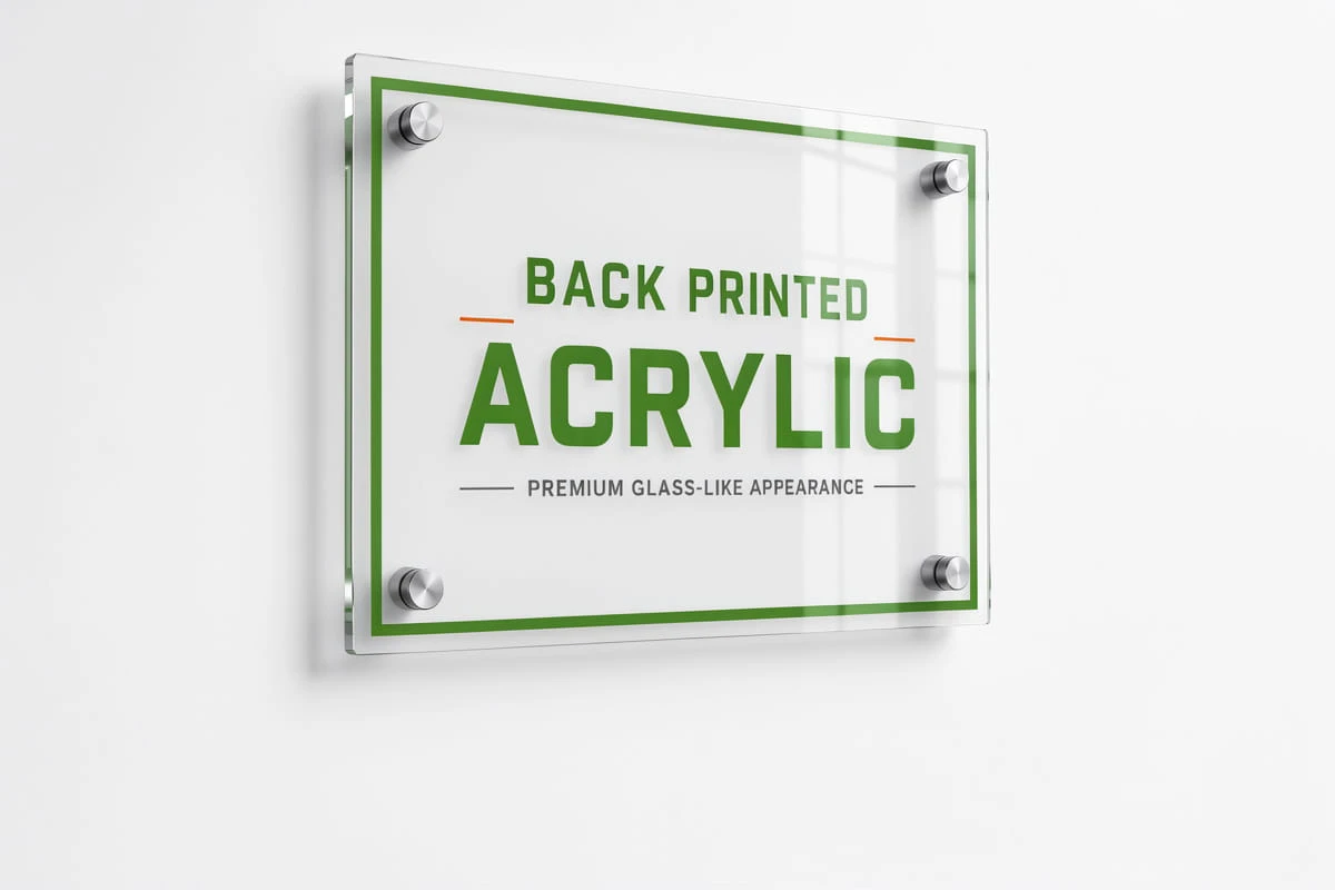 back printed acrylic sign