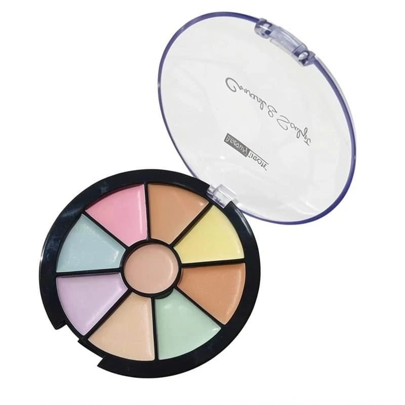 Astuccio Compatto Rotondo a 9 Colori per Ombretti in Acrilico con Coperchio Trasparente