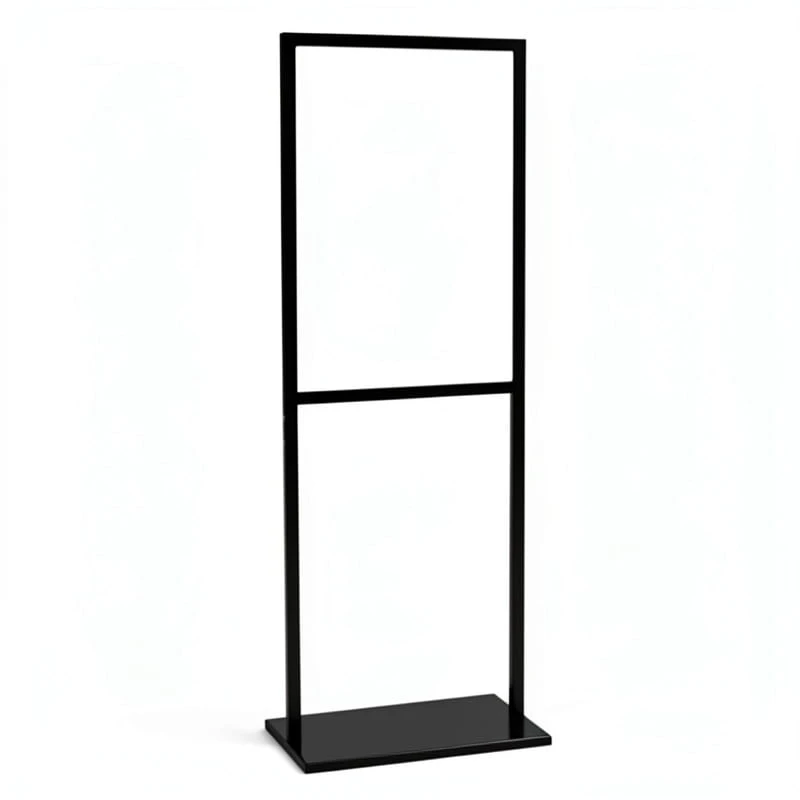 Présentoir au sol noir moderne avec cadre rectangulaire