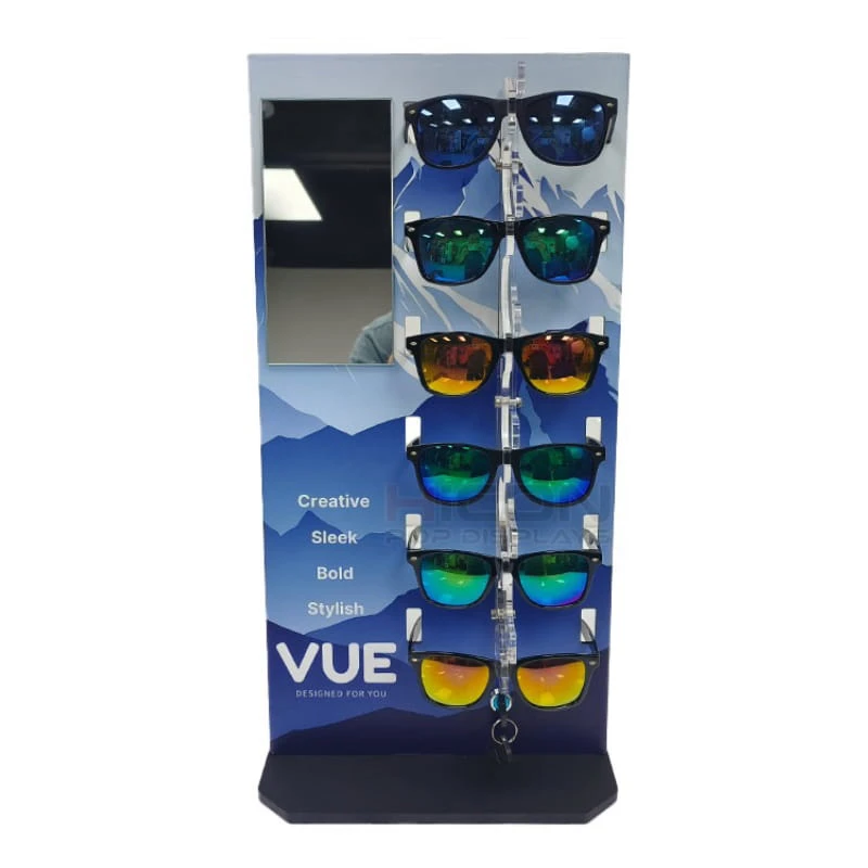 Expositor POP personalizado para óculos de sol com 6 níveis e espelho
