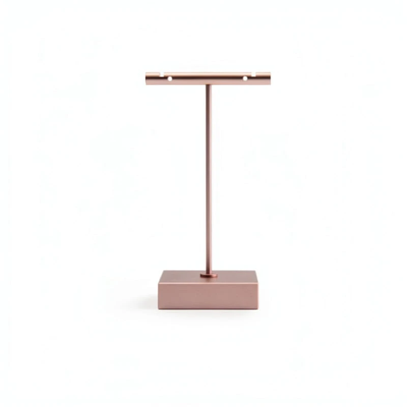 Présentoir à Boucles d'Oreilles à Barre T en Or Rose avec Base Carrée