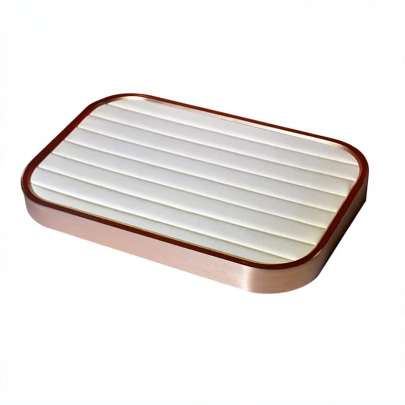 Plateau d'Exposition de Coffret à Bijoux en Velours Beige avec Cadre Doré