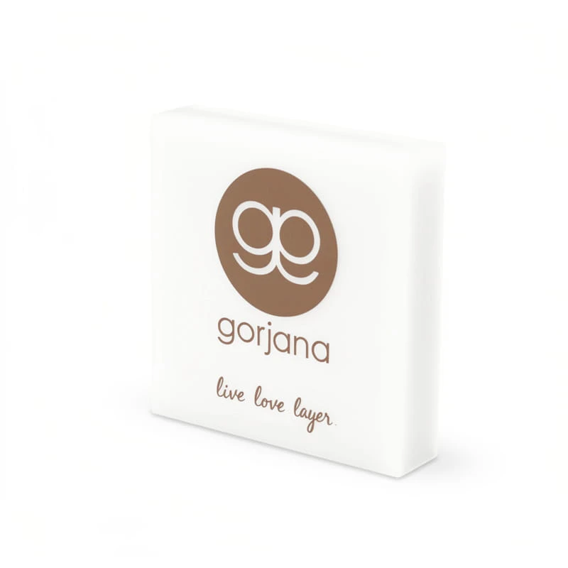White Acrylic Matt Gold Metal Sticker Logo Block