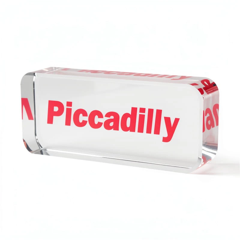 Round-cornered Cuboid Clear Acrylic Logo Block