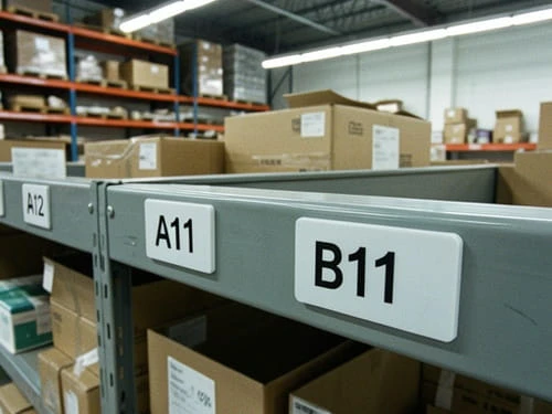 Logo blocks in warehouse